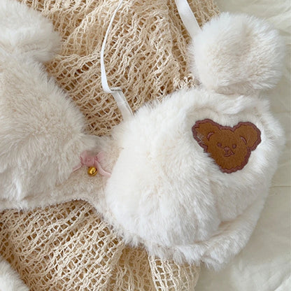 Women's Cartoon Panda Pattern Winter Lingerie Furry Plush Bra and Panty Set School Girl Japanese Anime Cosplay Underwear