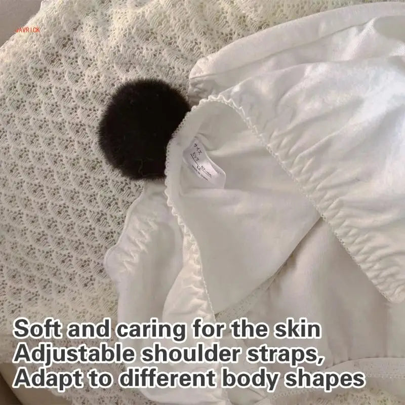 Women's Cartoon Panda Pattern Winter Lingerie Furry Plush Bra and Panty Set School Girl Japanese Anime Cosplay Underwear